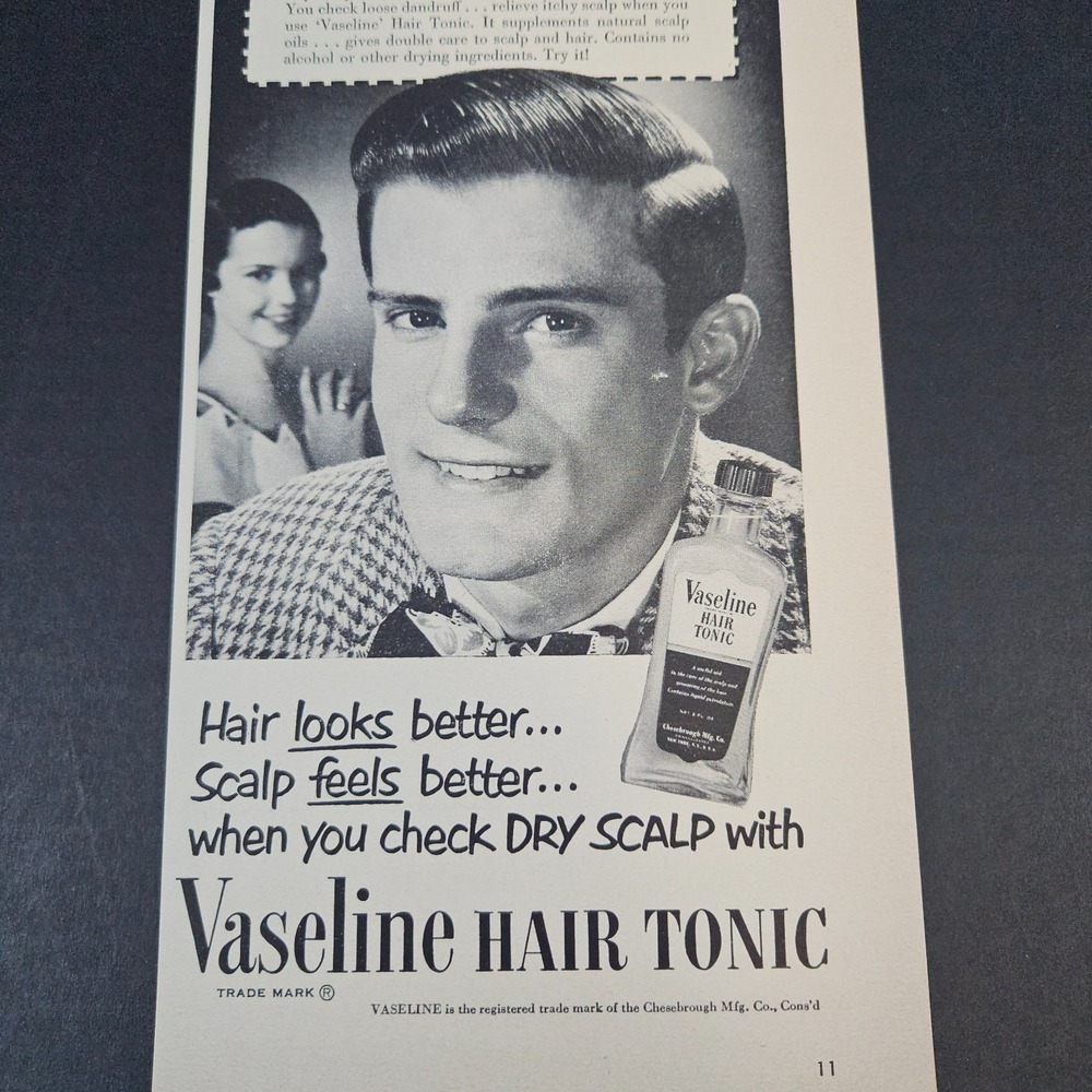 1951 Vaseline Hair Tonic Chesebrough Mfg Co Vintage Print Ad Dry Scalp Comic